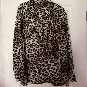 Dennis Basso Leopard Print Blouse